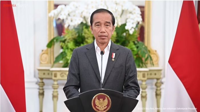 Presiden Republik Indonesia, Joko Widodo, saat memberikan pernyataan tentang Israel dan Piala Dunia U-20 2023, Selasa (28/3/2023).