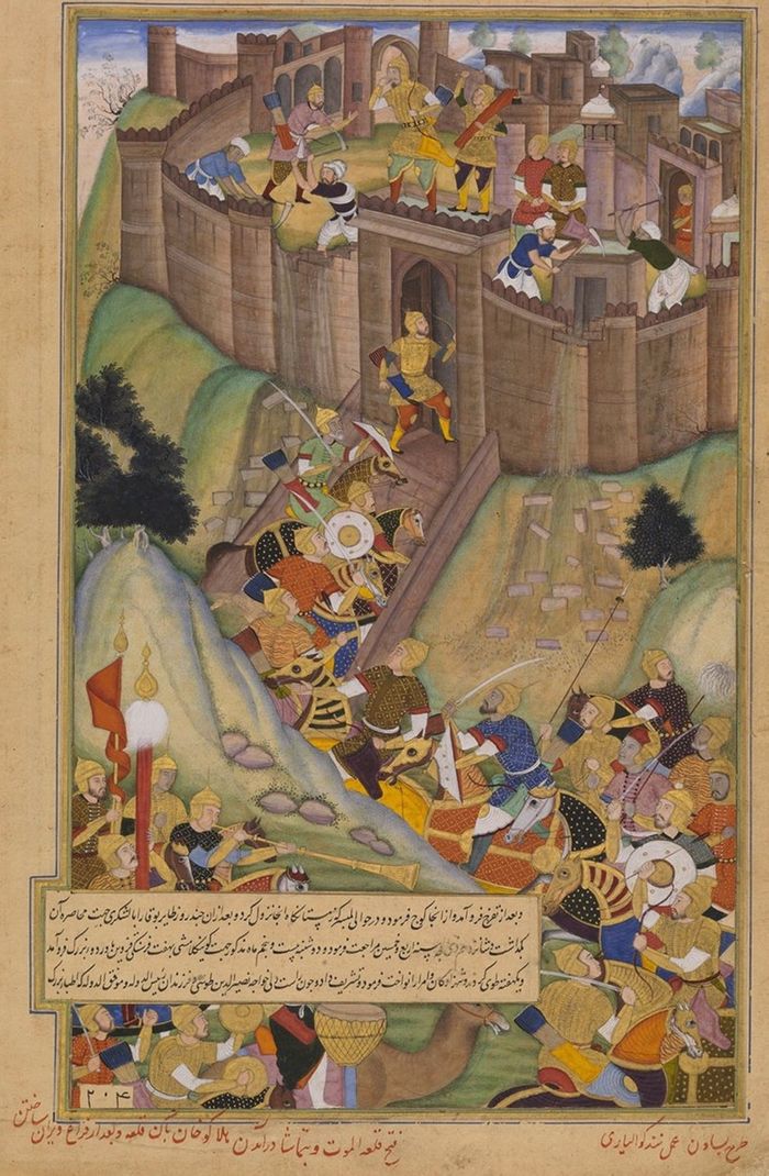 Sebuah miniatur yang menggambarkan pengepungan Kastil Alamut oleh bangsa Mongol, markas besar para Assassin.