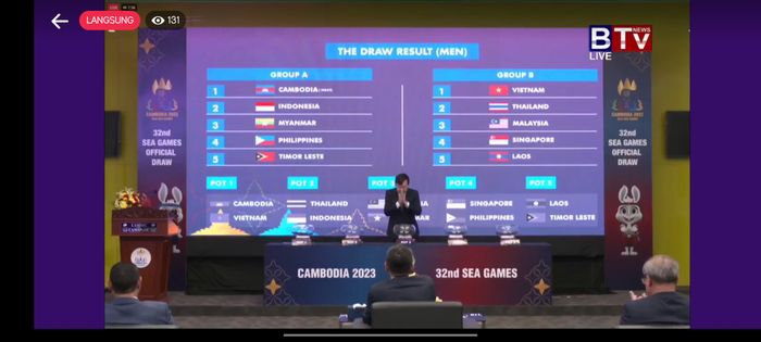 Hasil drawing SEA Games 2023 Kamboja cabang olahraga sepak bola Putra.