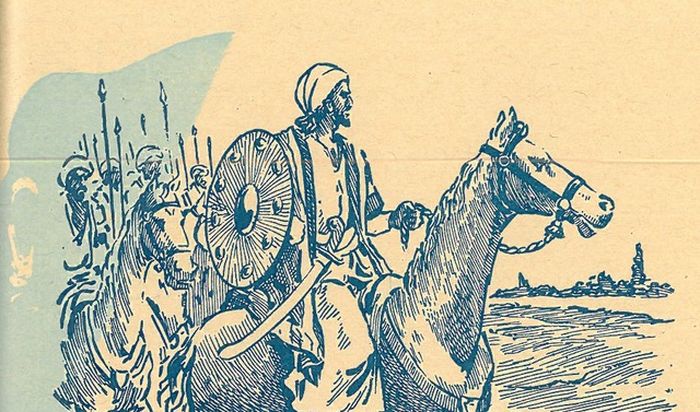 Gambar Jenderal dan sahabat Nabi, Khālid bin al-Walīd, yang memimpin pasukan Muslim selama pertempuran Yarmouk.