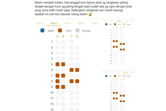Unggahan pelanggan yang akan membeli tiket kereta