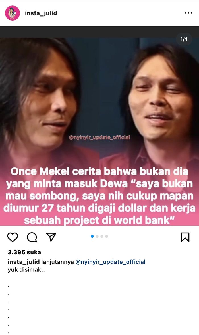 Once Mekel beri sindiran balik buat Ahmad Dhani.