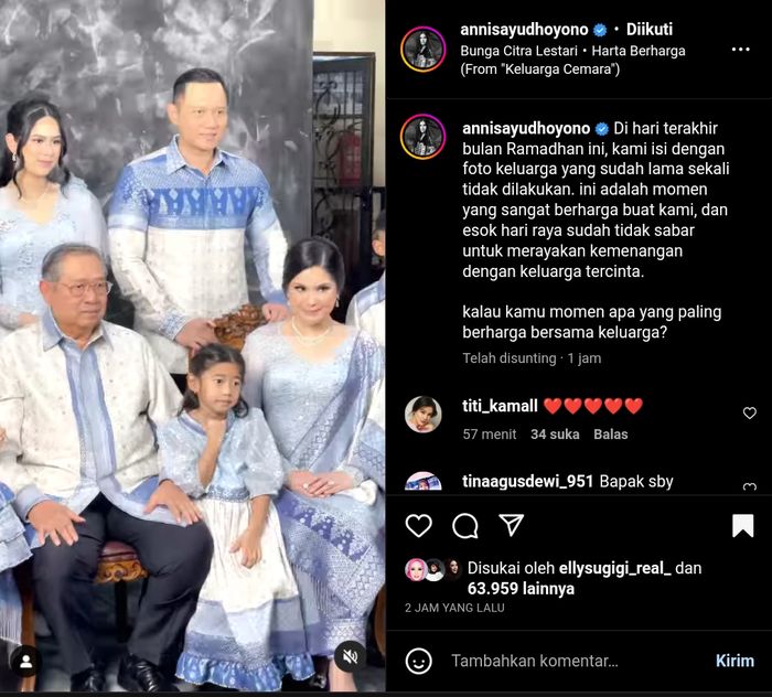 Unggahan Annisa Pohan jelang Lebaran 2023
