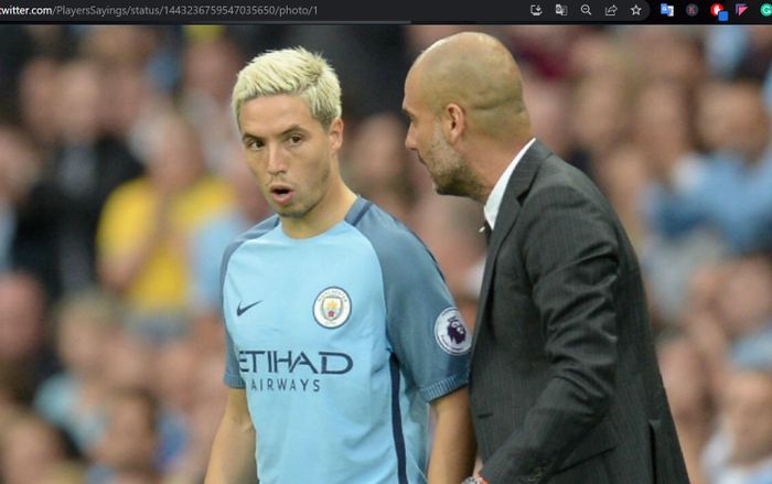 Samir Nasri saat masih dilatih Pep Guardiola di Manchester City.