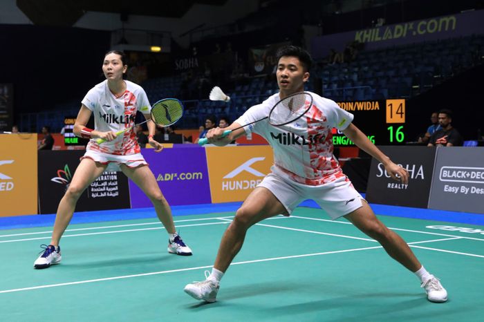 Pasangan ganda campuran Indonesia, Dejan Ferdinansyah/Gloria Emanuelle Widjaja, pada babak pertama Kejuaraan Asia 2023 di Sheikh Rashid Bin Hamdan Indoor Hall, Al Nasr Club, Dubai, Uni Emirat Arab (25/4/2023).