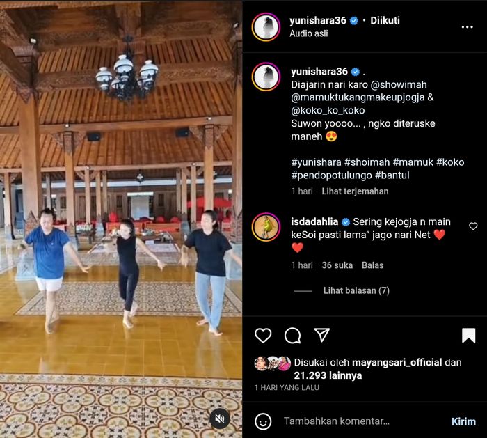 Yuni Shara menari di rumah joglo soimah