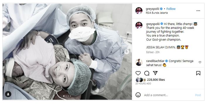 Selamat, Greysia Polii dan Felix Djimin dikaruniai anak pertama.