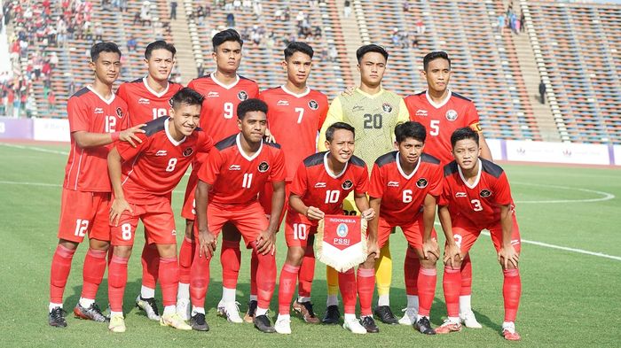 Skuad timnas U-22 Indonesia ketika menghadapi Filipina di SEA Games 2023.
