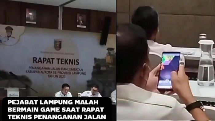 Oknum ASN Lampung diduga main game saat rapat penanganan jalan rusak