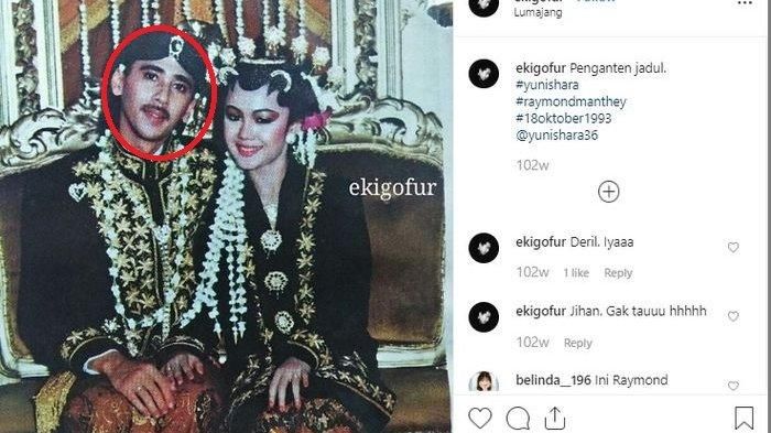 Foto lawas momen pernikahan Raymond Manthey dan Yuni Shara pada 1993 silam. Pernikahan Raymond Manthey dan Yuni Shara hanya bertahan empat bulan. 