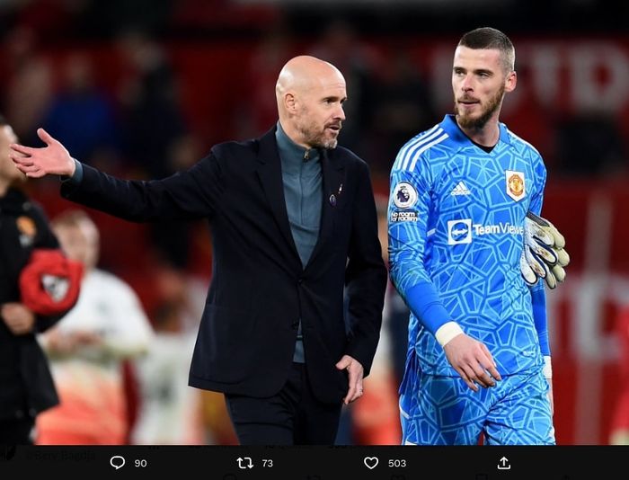 Erik ten Hag tetap percaya David de Gea setelah melakukan kesalahan dalam duel Manchester United di kandang West Ham pada pekan 35 Liga Inggris 2022-2023.