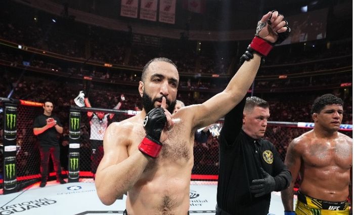 Belal Muhammad usai mengalahkan Gilbert Burns dalam gelaran UFC 288, Minggu (7/5/2023) di New Jersey.