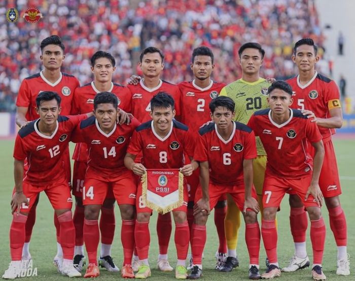 Skuad timnas U-22 Indonesia versus Vietnam pada laga semifinal SEA Games 2023