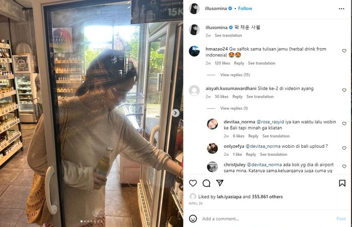 Unggahan Shin Min Ah di Bali, Indonesia