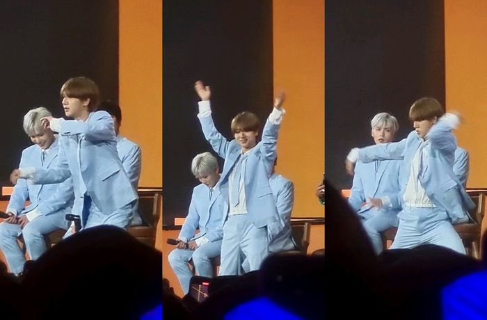 Yesung lakukan dance TikTok remix di Road to Allo Bank Festival, Sabtu (20/5/2023).