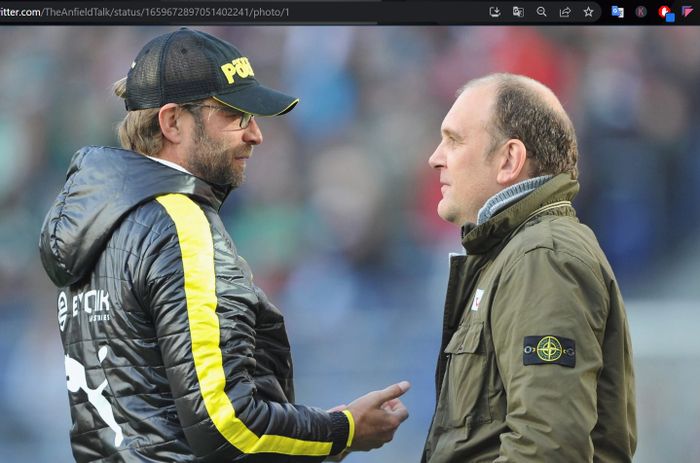 Juergen Klopp (kiri) dan Joerg Schmadtke (kanan) saat masih sama-sama berkarier di Bundesliga.