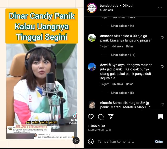 Dinnar Candy Auto Panik Saat Uangnya di Bawah Nominal Ini, Netizen Gak Relate: Biasa Gak Pegang Uang!