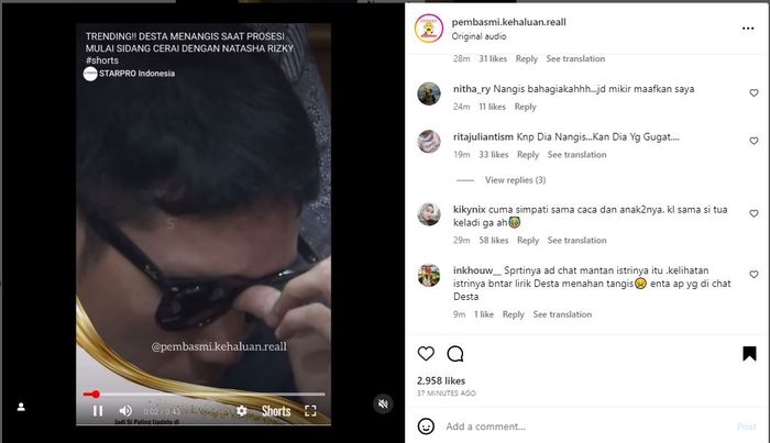 Pilih Pisah dari Natasha Rizki, Desta Menangis Jelang Sidang Perceraian, Netizen Beri Komentar