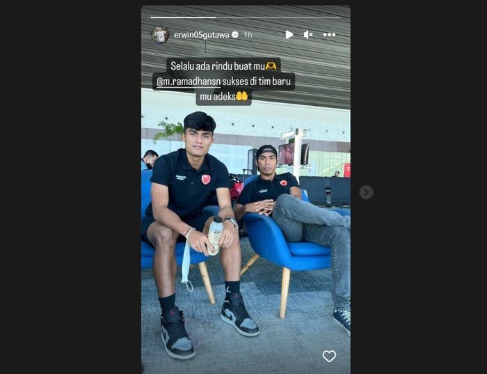 Unggahan Erwin Gutawa yang mengkonfirmasi kepindahan Ramadhan Sananta dari PSM Makassar (1/6/2023).