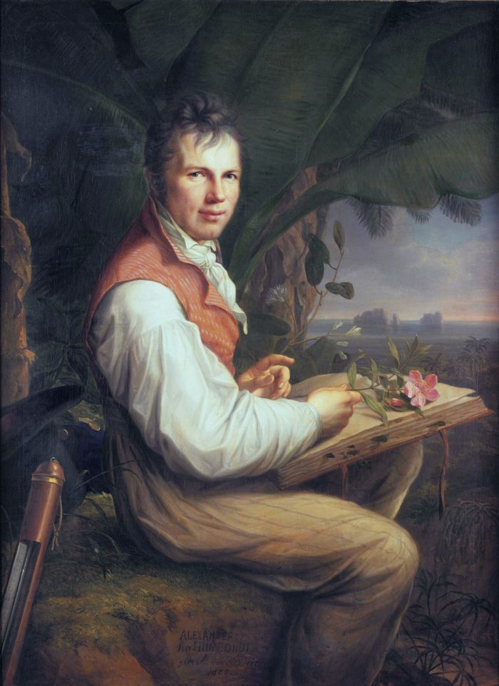 Lukisan cat minyak sosok Alexander von Humboldt, naturalis dan geografer berkebangsaan Jerman (1769-1859). Dia menemukan burung beo penutur bahasa yang telah punah.