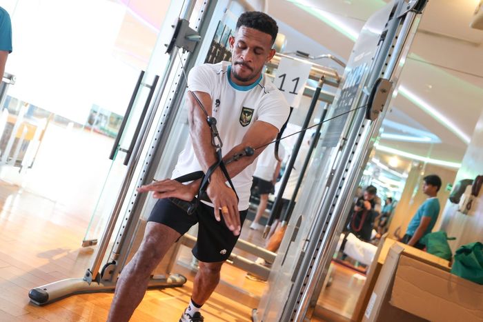 Ricky Kambuaya dalam sesi latihan Timnas Indonesia pada Selasa (6/6/2023)