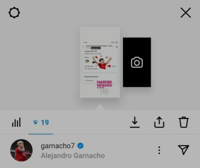 Pemain Argentina, Alejandro Garnacho, melihat status Darma di instagram story