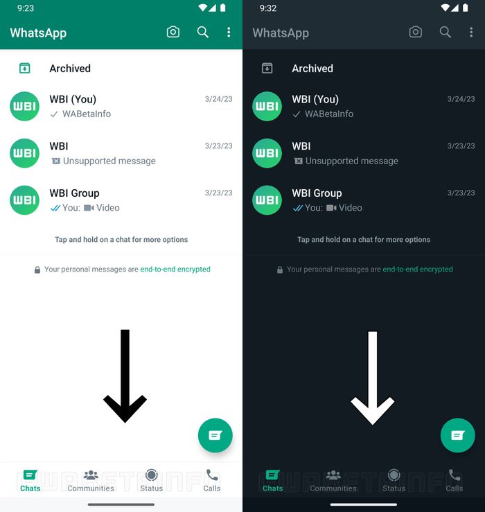 Tampilan baru WhatsApp chat ada di bawah