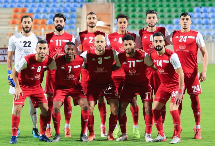 Skuad timnas Palestina yang hendak melawan timnas Indonesia pada FIFA Matchday di Stadion Gelora Bung Tomo (GBT), Surabaya, Rabu (14/6/2023).