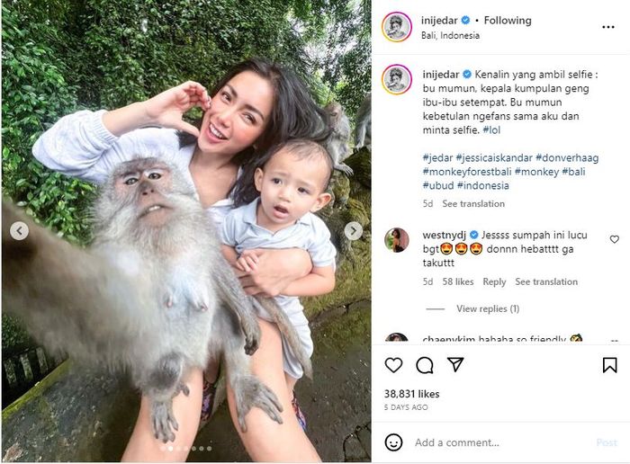 Niat Hati Bawa Putra Bungsunya Lihat Monyet, Jessica Iskandar Justru Dikritik Netizen Gara-gara Ini
