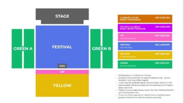 Harga tiket konser Charlie Puth di Jakarta