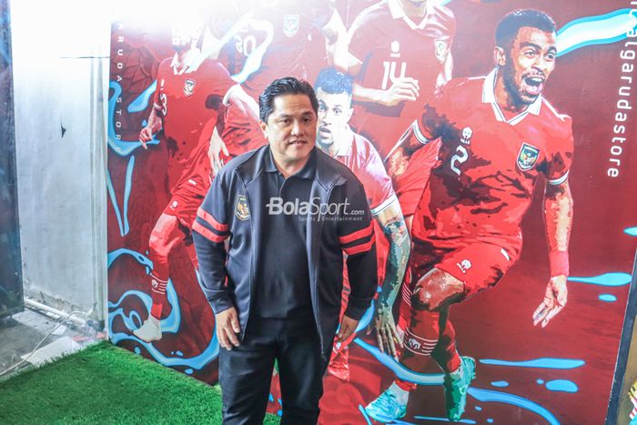 Ketua Umum PSSI, Erick Thohir, saat ditemui di Garuda Store, Senayan, Jakarta, Sabtu (17/6/2023) siang.