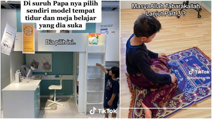 Anak Mia memilih model tempat tidur dan meja belajar sendiri