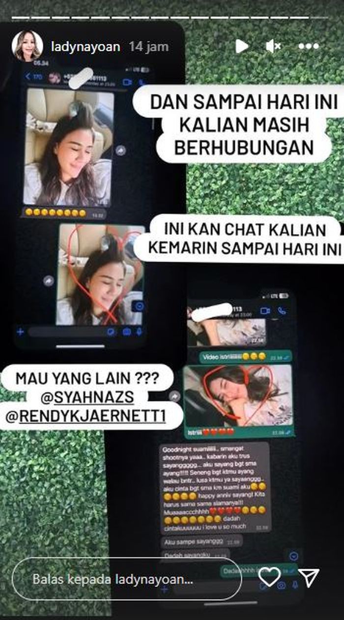 Lady Nayoan beberkan bukti chat Syahnaz dengan Rendy Kajernett. 