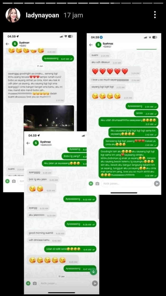 Chat mesra Syahnaz dan Rendy yang dibocorkan oleh Lady Nayoan.