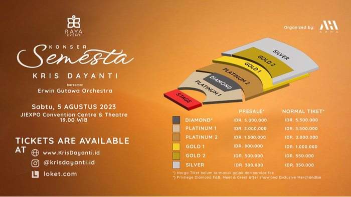 Seat plan dan daftar harga tiket konser Kris Dayanti