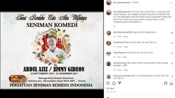 Derry memposting berita duka yang dibuat resmi oleh PaSKI