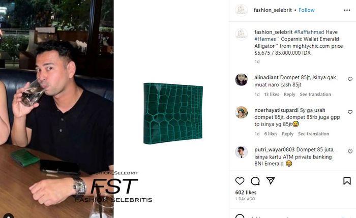 Raffi Ahmad kepergok pakai dompet seharga Rp 85 juta.