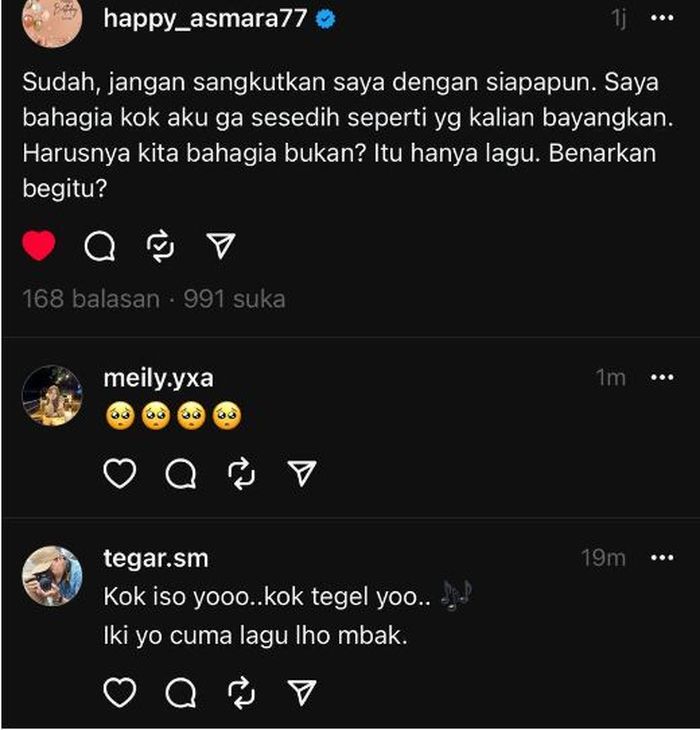 Status Happy Asmara di Threads.