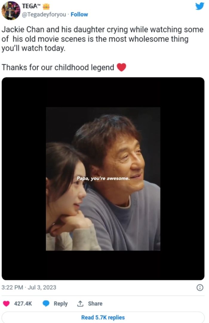 Jackie Chan dan putrinya menangis aaat menonton film lawasnya