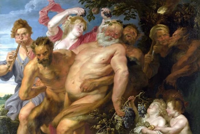 Satyr, makhluk setengah manusia dan kambing sering terlibat dalam pesta mabuk dan mengejar bidadari di mitologi Yunani kuno.