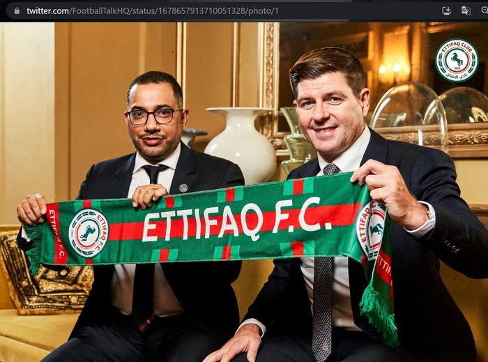 Steven Gerrard resmi menjadi pelatih klub Arab Saudi, Al Ettifaq.