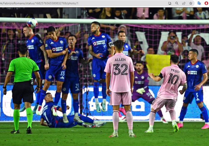 Lionel Messi mencetak gol freekick dalam laga debutnya bersama Inter Miami melawan Cruz Azul dalam ajang Leagues Cup di Stadion DRV PNK, Sabtu (22/7/2023) pagi hari WIB.