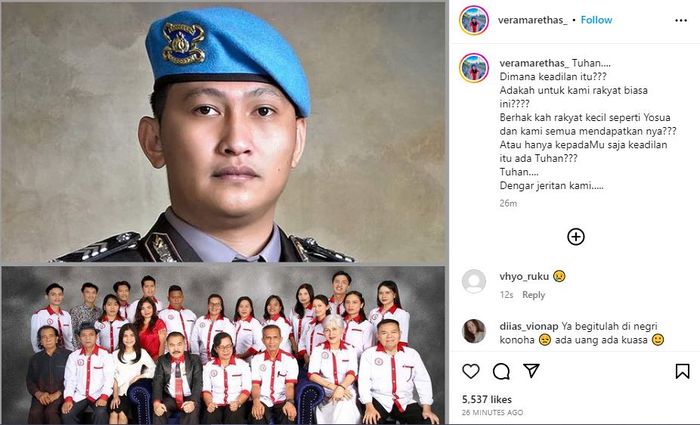 Luapan hati kekasih mendiang Brigadir Josua atas vonis Sambo dan Putri Chandrawati.