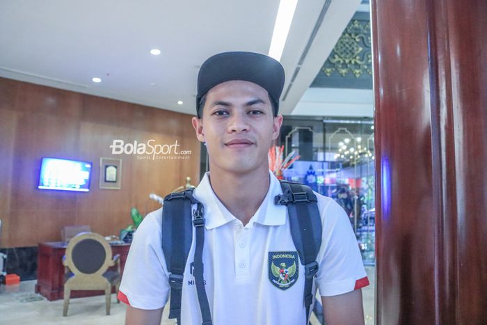 Pemain timnas U-23 Indonesia, Alfeandra Dewangga, saat ditemui di Hotel Sultan, Senayan, Jakarta, 14 Agustus 2023.