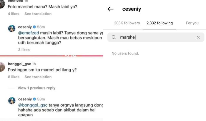 Balasan Cesen JKT48 menyindir sikap Marshel Widianto, sanv suami. 
