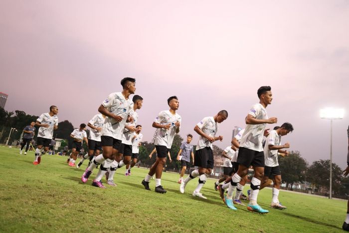 Skuad timnas U-23 Indonesia menjalani latihan jelang Piala AFF U-23 2023.