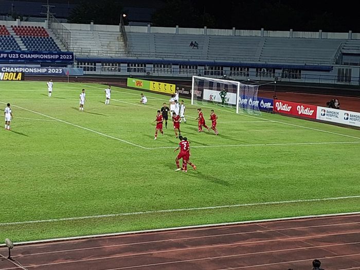 Penyerang timnas U-23 Indonesia, Ramadhan Sananta melakukan selebrasi setelah mencetak gol ke gawang timnas U-23 Timor Leste di pada babak penisihan Grup B Piala AFF U-23 2023, Minggu (20/8/2023).