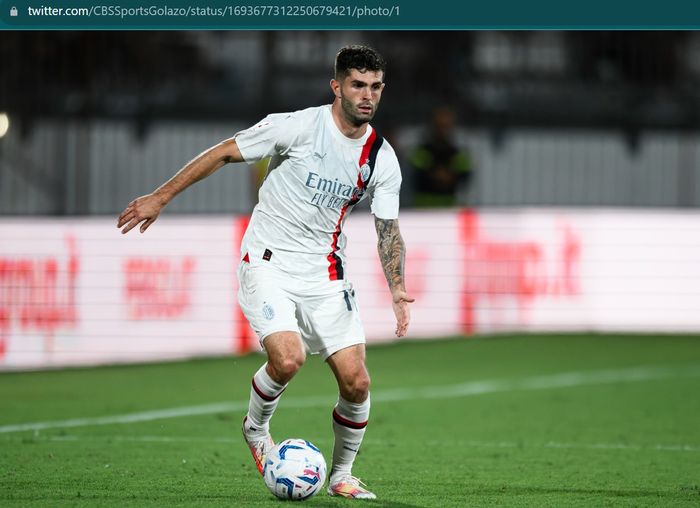 Winger AC Milan, Christian Pulisic, catatankan debut sempurna di Liga Italia 2023-2024.