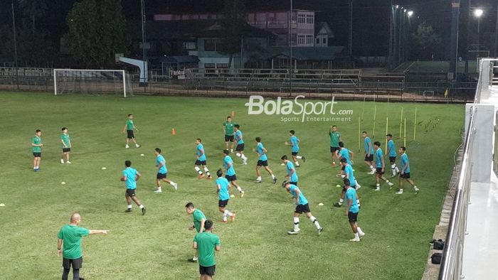 Latihan timnas U-23 Indonesia di Longnanok Stadium, Rayong, Thailand pada Rabu (23/8/2023) jelang semifinal Piala AFF U-23 2023 lawan Thailand.