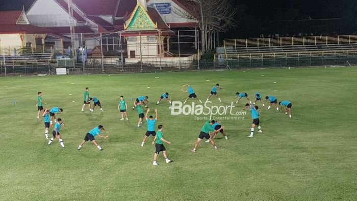 Latihan timnas U-23 Indonesia di Longnanok Stadium, Rayong, Thailand pada Rabu (23/8/2023) jelang semifinal Piala AFF U-23 2023 lawan Thailand.